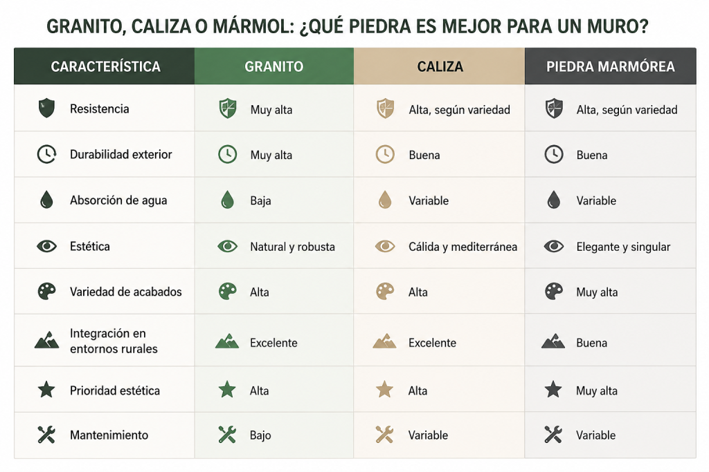 Cómo elegir el tipo de piedra natural ideal para el muro de tu parcela